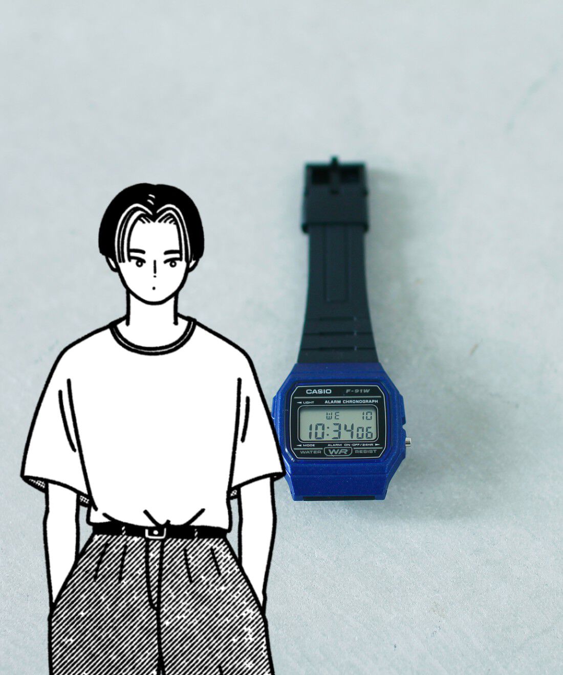 フェリシモコレクション|このごろ meets CASIO 推しカシ　スターダストボーイ〈F-91WM-2AJH〉|手洗いや洗顔、突然の雨など日常生活で想定される水濡れも気にせず、安心して使用できる生活防水