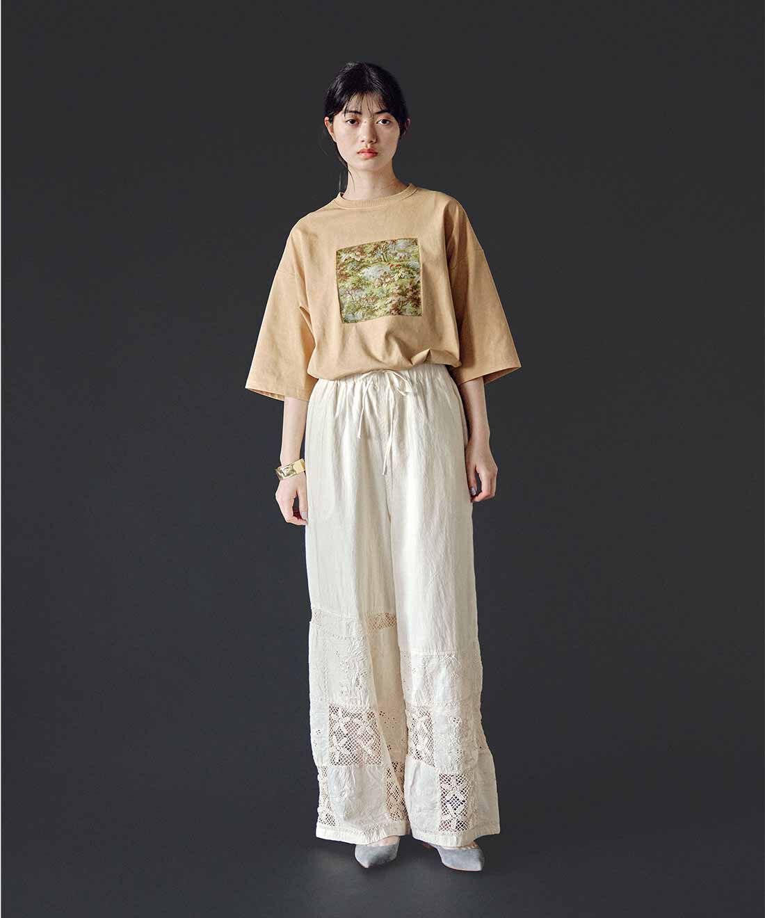 MEDE19F|刺繍遣いパッチワーク レースパンツ〈アイボリー〉のコーディネート