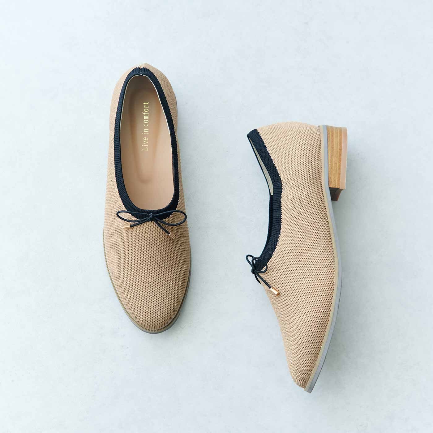 Live in  comfort | はまじとコラボ ラメが上品な リボンニット シューティ〈ベージュ〉