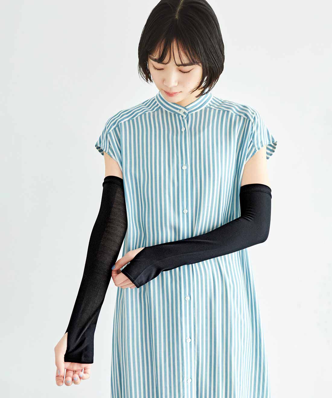 flufeel|内側メッシュで涼しくUV対策 接触冷感アームカバーの会〈シャープブラック〉