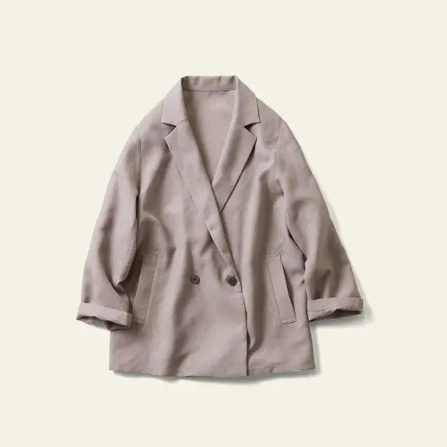 Live in comfort スタイリストくぼっち★とコラボ パッとはおるだけで上品カジュアルが完成する シアージャケット〈サンドベージュ〉