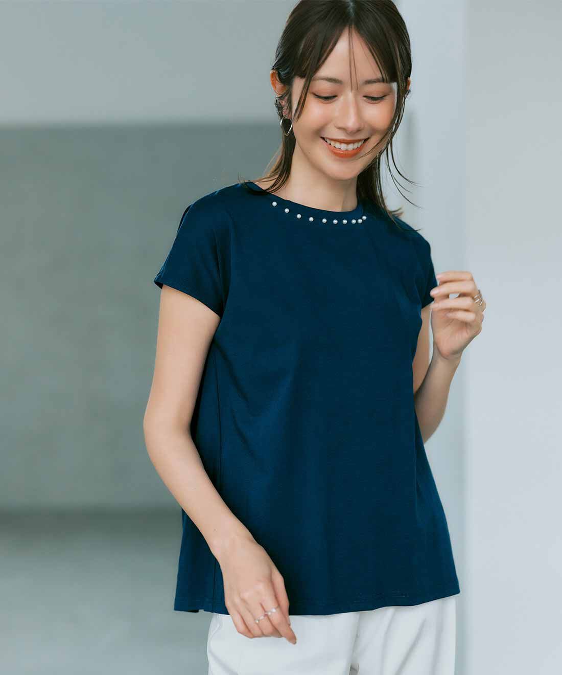 接触冷感加工がうれしい アクセ要らずで首もと華やぐ まるでネックレストップスの会